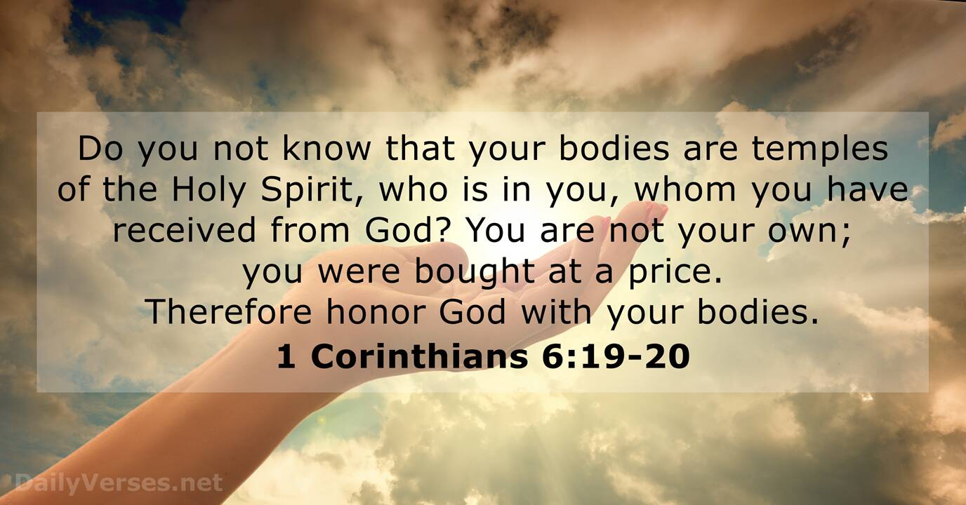 1 Corinthians 6:19-20 - Bible verse - DailyVerses.net