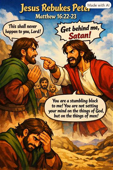 Jesus rebukes Peter